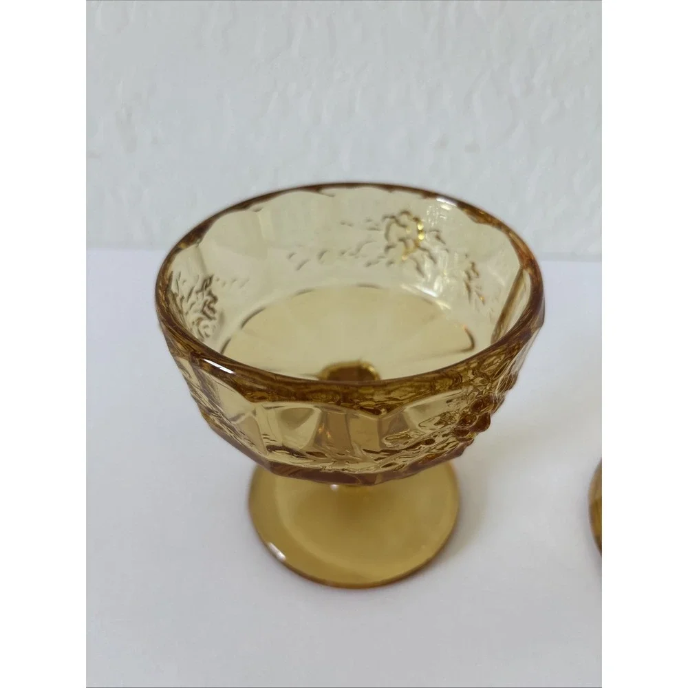 Vintage Amber Glass Candy Dish With Lid Pedestal